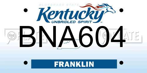 BNA604 Kentucky License Plate
