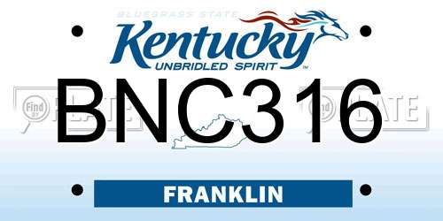 BNC316 Kentucky License Plate