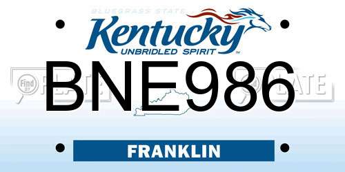 BNE986 Kentucky License Plate