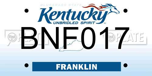 BNF017 Kentucky License Plate
