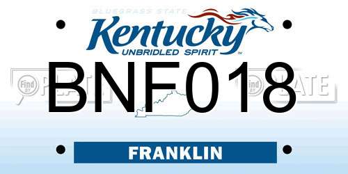 BNF018 Kentucky License Plate