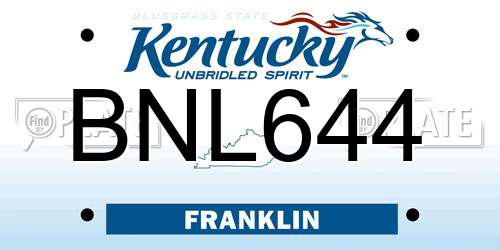 BNL644 Kentucky License Plate