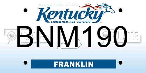 BNM190 Kentucky License Plate