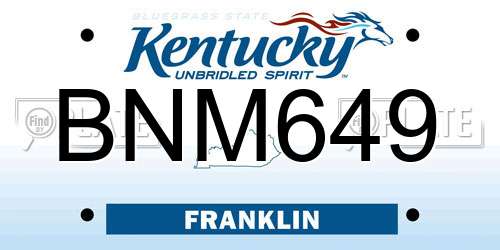 BNM649 Kentucky License Plate