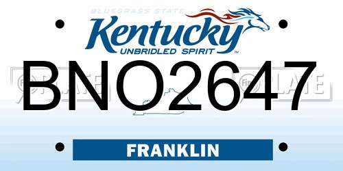 BNO2647 Kentucky License Plate