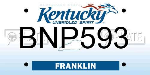 BNP593 Kentucky License Plate