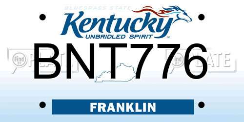 BNT776 Kentucky License Plate