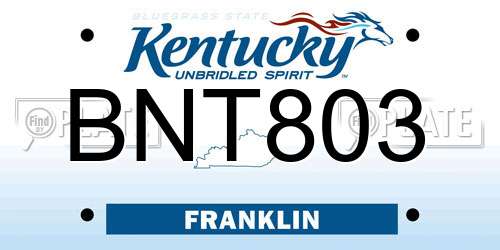 BNT803 Kentucky License Plate