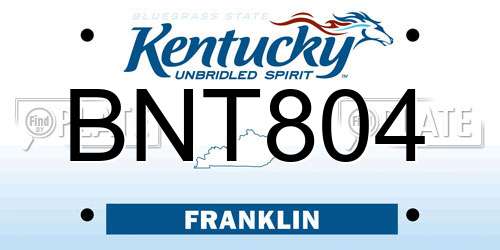 BNT804 Kentucky License Plate