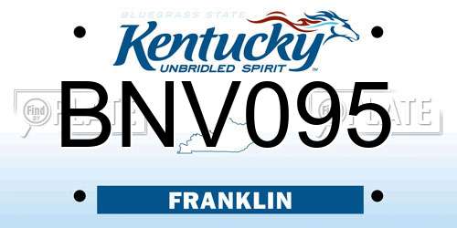 BNV095 Kentucky License Plate
