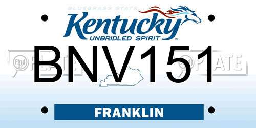 BNV151 Kentucky License Plate