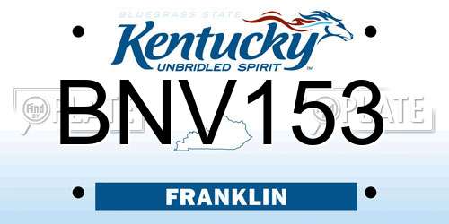 BNV153 Kentucky License Plate