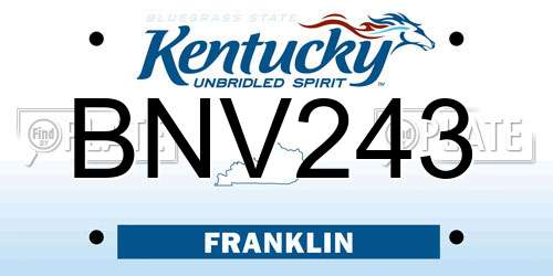 BNV243 Kentucky License Plate