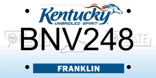 BNV248 Kentucky License Plate