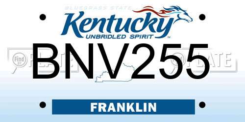 BNV255 Kentucky License Plate