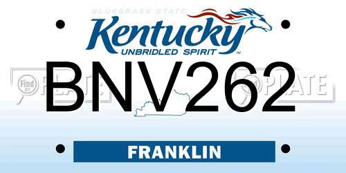 BNV262 Kentucky License Plate