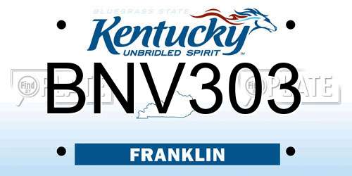 BNV303 Kentucky License Plate