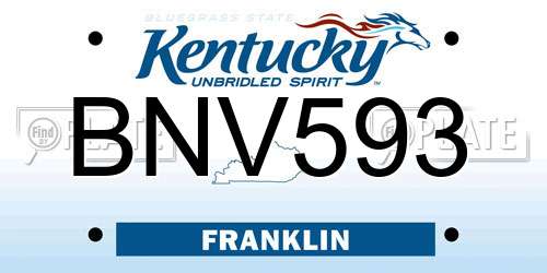 BNV593 Kentucky License Plate