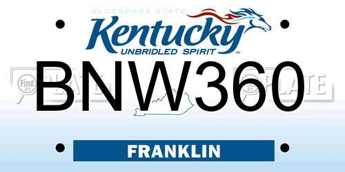 BNW360 Kentucky License Plate
