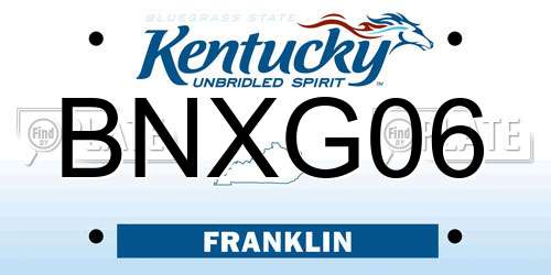 BNXG06 Kentucky License Plate