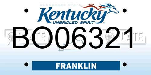 BO06321 Kentucky License Plate