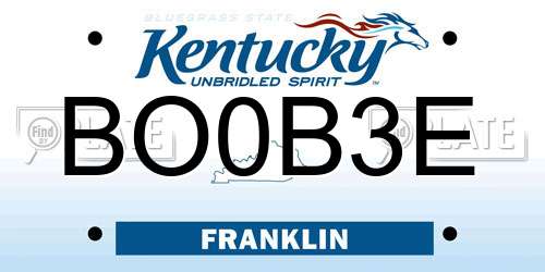 BO0B3E Kentucky License Plate