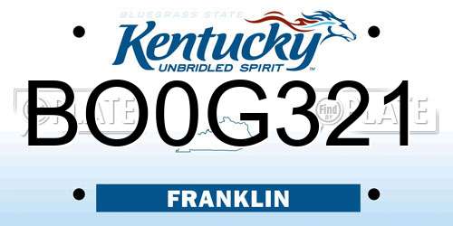 BO0G321 Kentucky License Plate