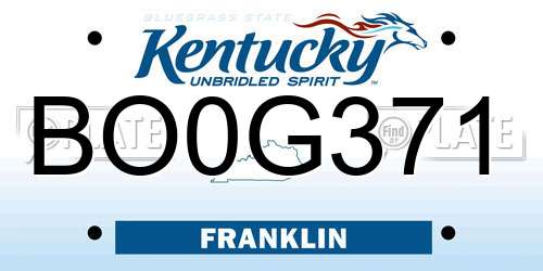 BO0G371 Kentucky License Plate