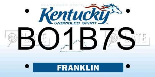 BO1B7S Kentucky License Plate