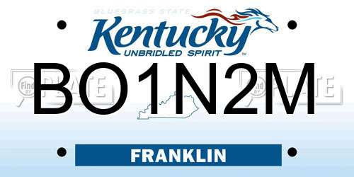 BO1N2M Kentucky License Plate