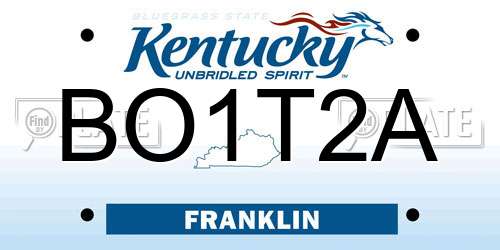 BO1T2A Kentucky License Plate