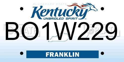 BO1W229 Kentucky License Plate