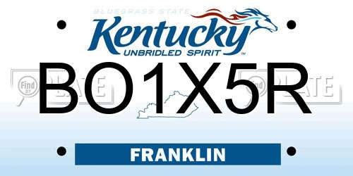 BO1X5R Kentucky License Plate