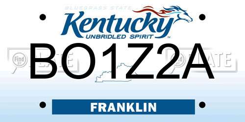 BO1Z2A Kentucky License Plate