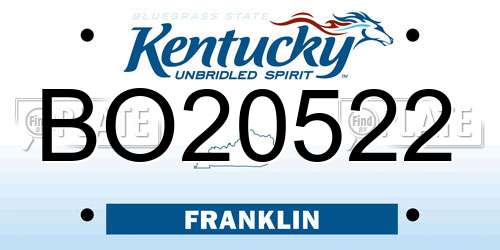 BO20522 Kentucky License Plate