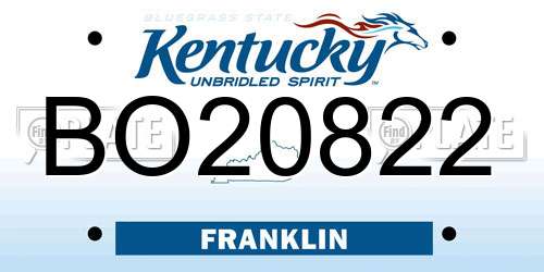 BO20822 Kentucky License Plate