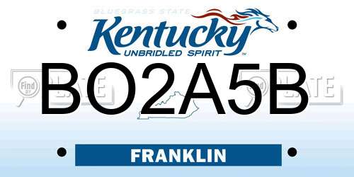 BO2A5B Kentucky License Plate