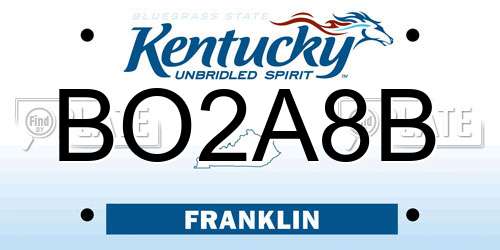 BO2A8B Kentucky License Plate
