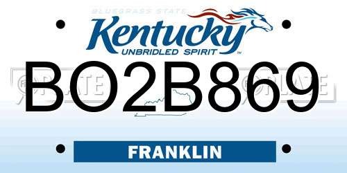 BO2B869 Kentucky License Plate