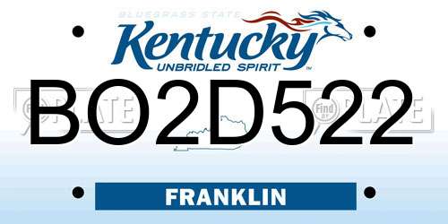 BO2D522 Kentucky License Plate