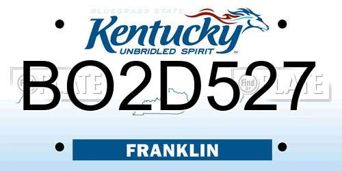 BO2D527 Kentucky License Plate