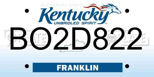 BO2D822 Kentucky License Plate