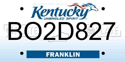 BO2D827 Kentucky License Plate