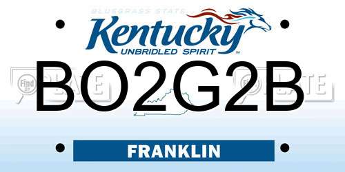 BO2G2B Kentucky License Plate