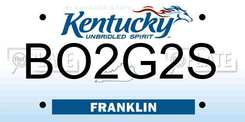 BO2G2S Kentucky License Plate