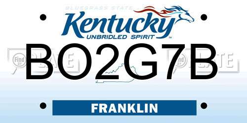 BO2G7B Kentucky License Plate