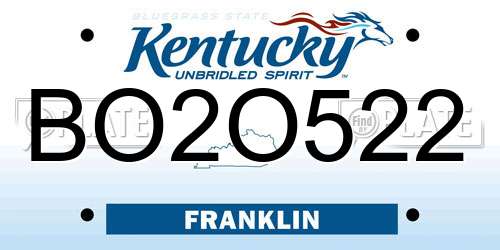 BO2O522 Kentucky License Plate