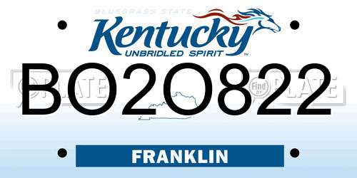 BO2O822 Kentucky License Plate