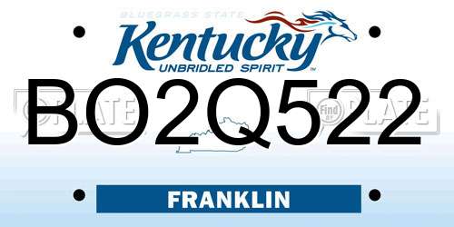 BO2Q522 Kentucky License Plate