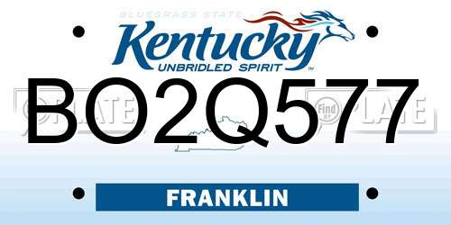 BO2Q577 Kentucky License Plate